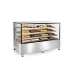 Stainless Steel Bakery Cafe Glass Display Case for showcasing room temperature food like cookies, pastries and doughnuts