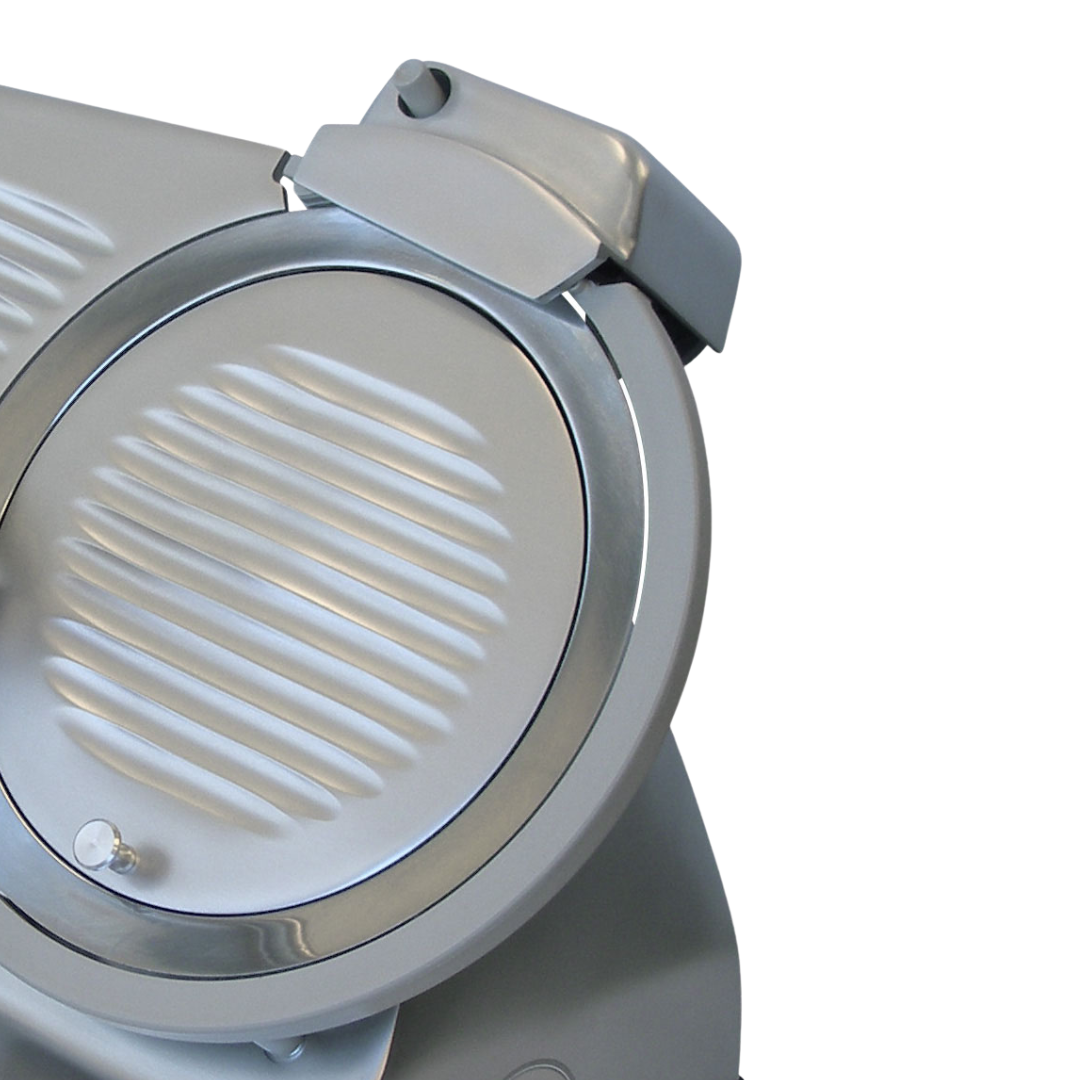 Close up of Roband Gravity feed heavy duty slicer 
