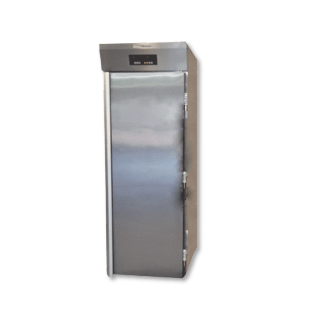 Moffat Paramount P1R single rack roll-in bakery prover with stainless steel exterior and electronic control panel.