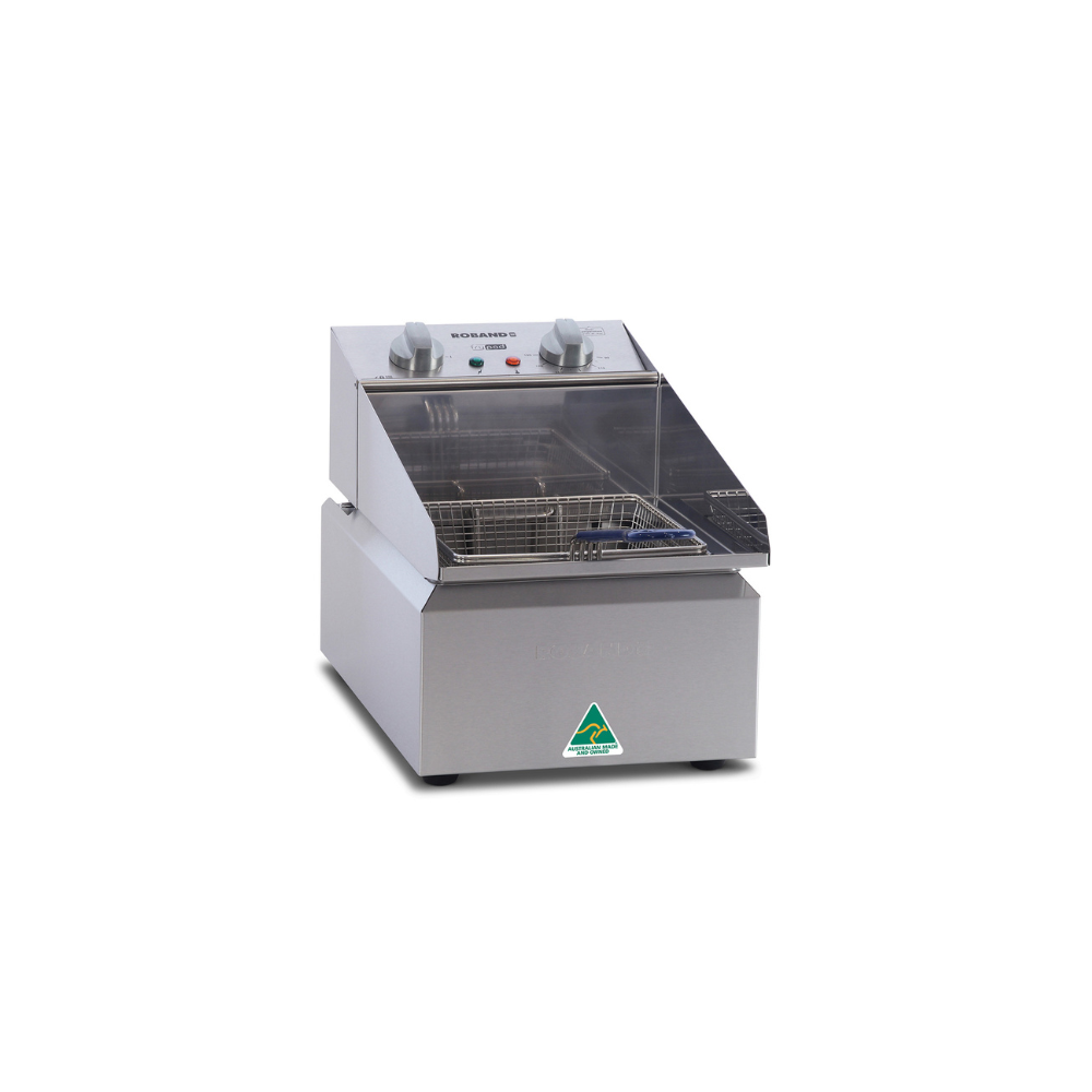 Roband FR15 Frypod 5L benchtop commercial electric fryer with stainless steel body and fryer lid for cafés, food trucks and canteens