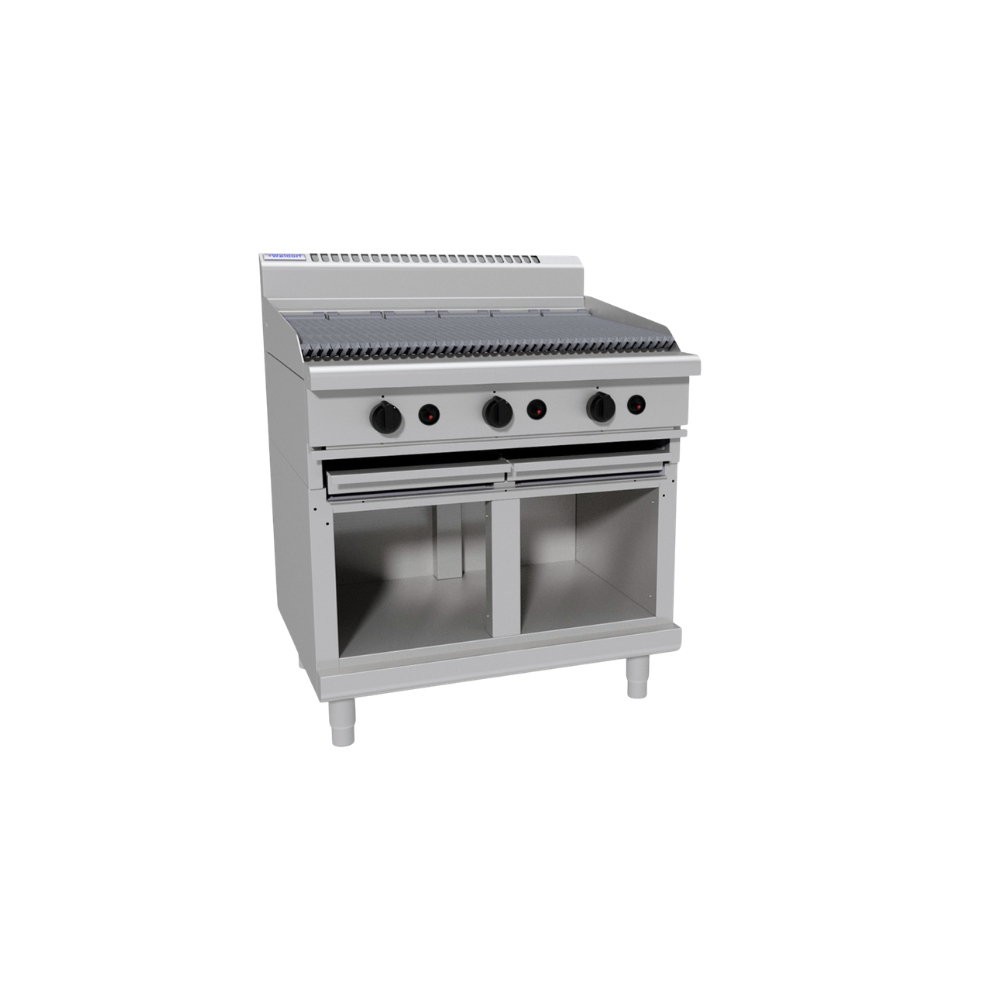 Waldorf CH8900ED 900mm electric commercial chargrill with cabinet base stainless steel