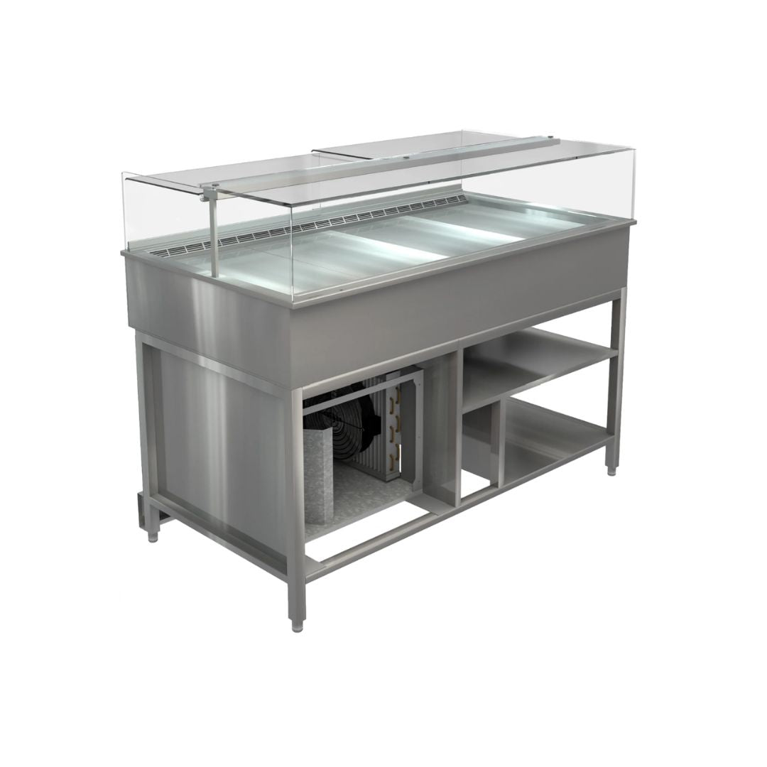 Cossiga LP Plus 900mm refrigerated freestanding display case with glass panels and LED lighting for bakery and cafe use
