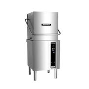 Washtech XP commercial
passthrough dishwasher with stainless steel hood design for high-volume restaurant and café dishwashing.